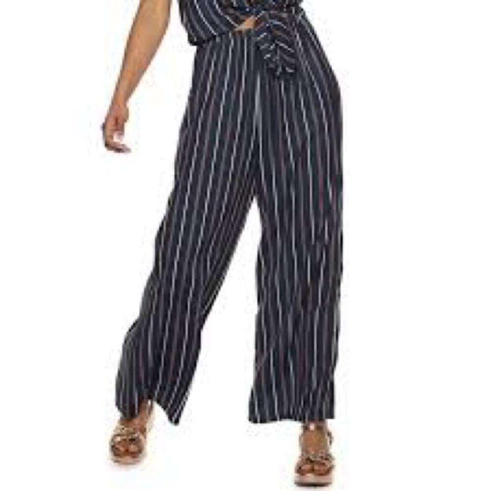 Live to be spoiled blue striped pants size large